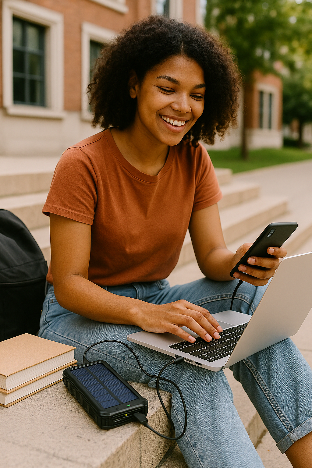 Portable power Charger Solar blackfor students 